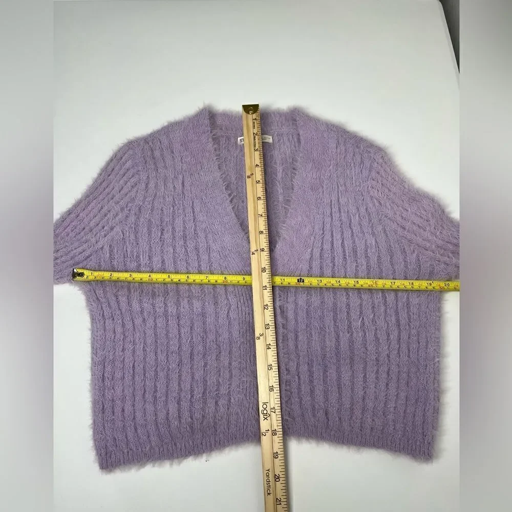STR Purple Ribbed Cropped Cardigan Size S Lashed